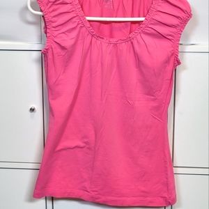 LOFT medium cap sleeve scoop neck top hot pink